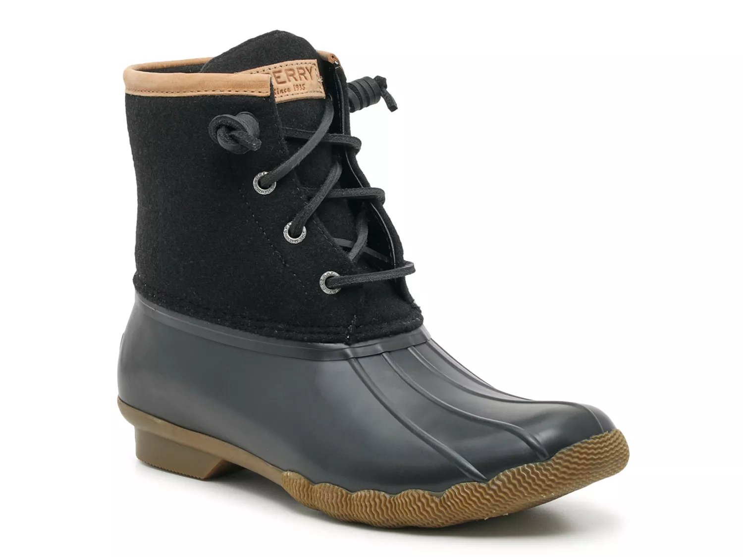 Black and clearance grey sperry boots