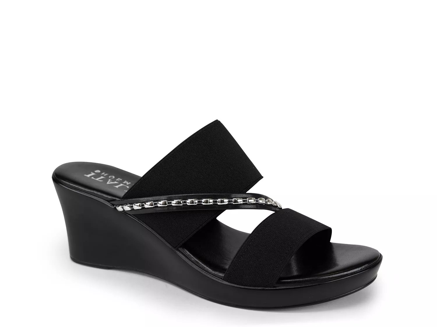 Italian shoemakers black deals wedge sandals