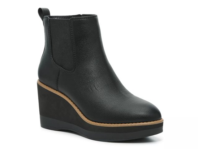 Leather wedge bootie top