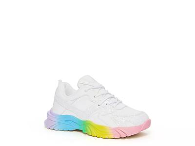 White shoes with sale rainbow bottom