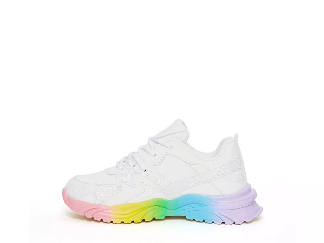 White sneakers with rainbow soles discount