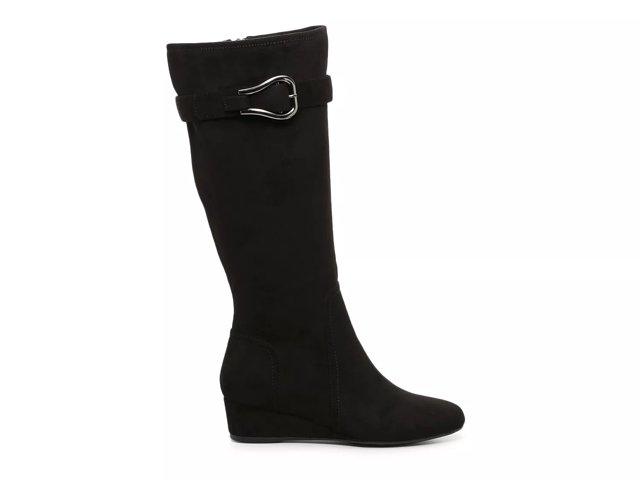 Wide calf discount boots wedge heel
