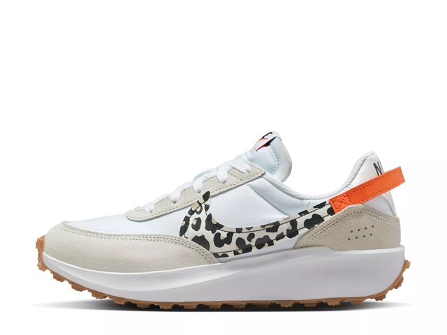 White Nike Womens Waffle Debut Sneaker, Animal Print