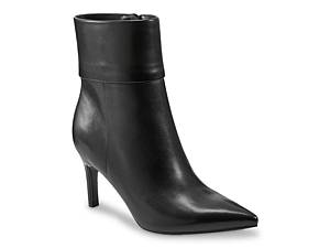 Black Wide Fit Pointed Fold Over Block Heel Boots