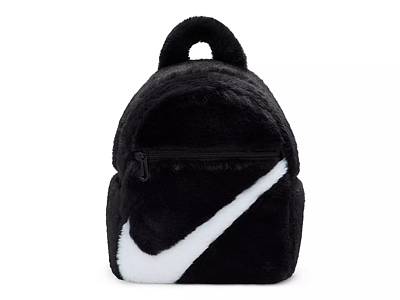 Nike Sportswear Futura 365 Faux Fur Mini Backpack in Black/Black/White