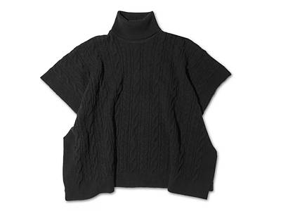 Turtleneck Cable Knit Sweater Poncho