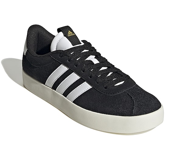  adidas Men's VL Court Lifestyle Skateboarding Suede Skate  Shoe, Preloved Yellow/Black/Black Blue Metallic, 7