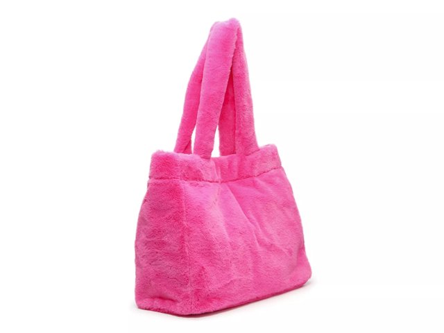 Bright Pink Faux Fur Tote Cross Body Bag