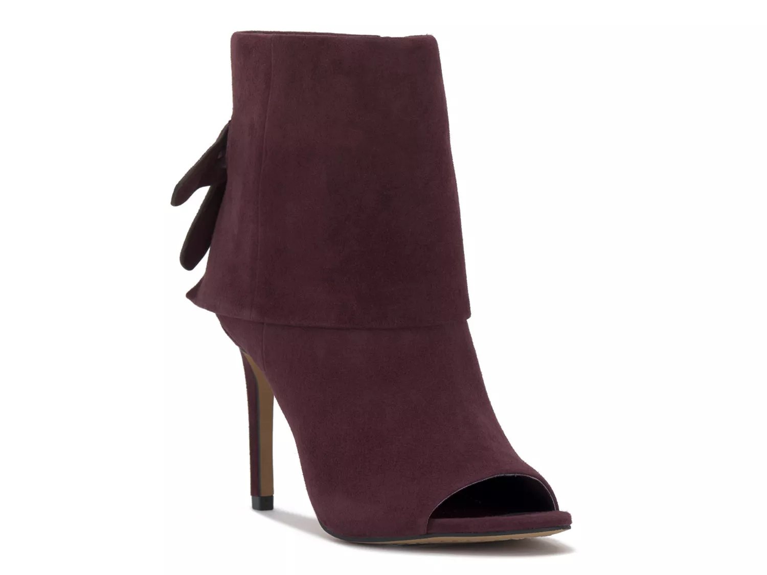 burgundy open toe booties