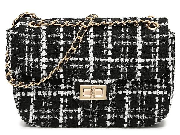 Kelly & Katie Tweed Chain Crossbody Bag | Women's | Black/White Plaid | Size One Size | Handbags