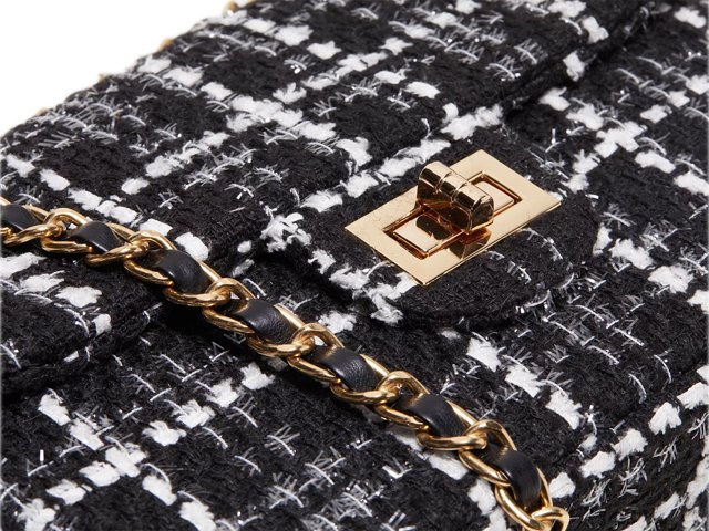 Kelly & Katie Tweed Chain Crossbody Bag | Women's | Black/White Plaid | Size One Size | Handbags