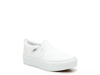 Youth white sale slip on vans