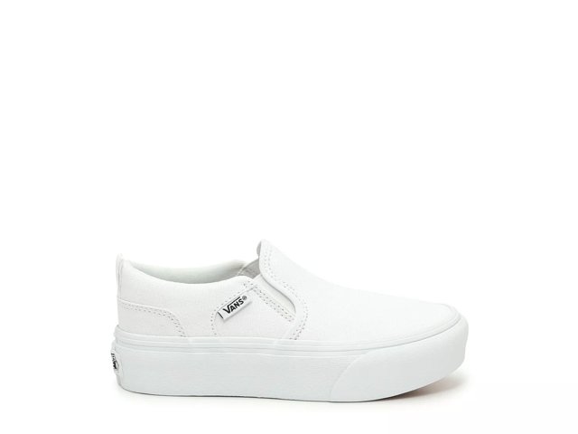Vans Asher Kids Platform Slip On Sneakers Boy s Size 1 White