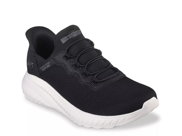 Skechers black and white trainers discount
