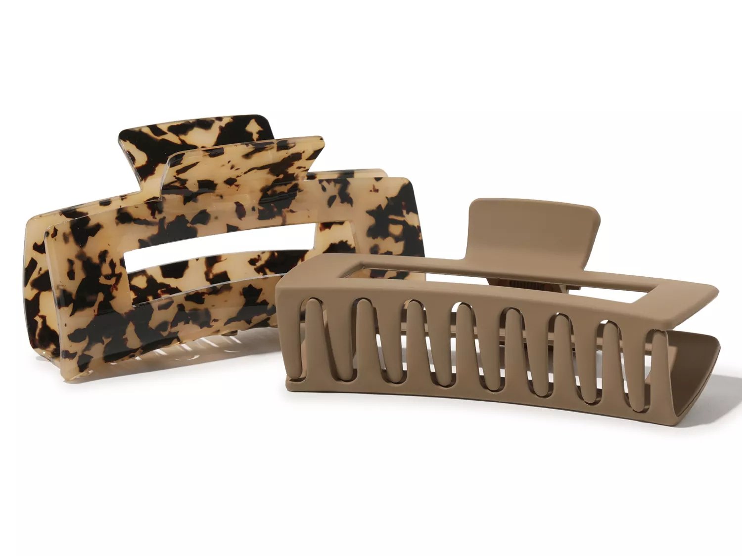 Jumbo Tortoise & Matte Hair Clip Set - 2 Pack