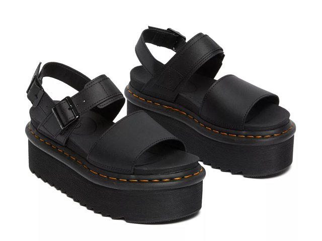 Dr martens voss sandals black and white top