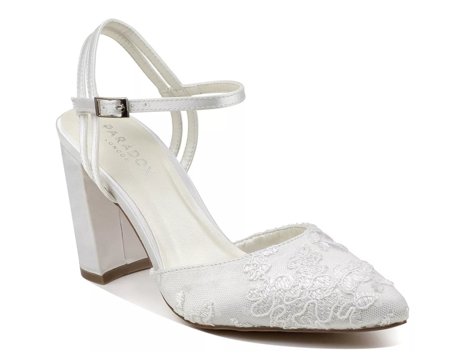 Womens Vauna Ivory Satin Ankle-strap Mid-heel Evening Sandal