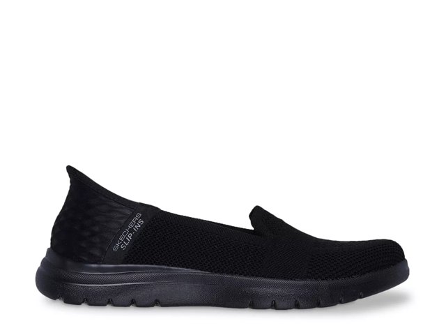 Skechers black slip in cheap