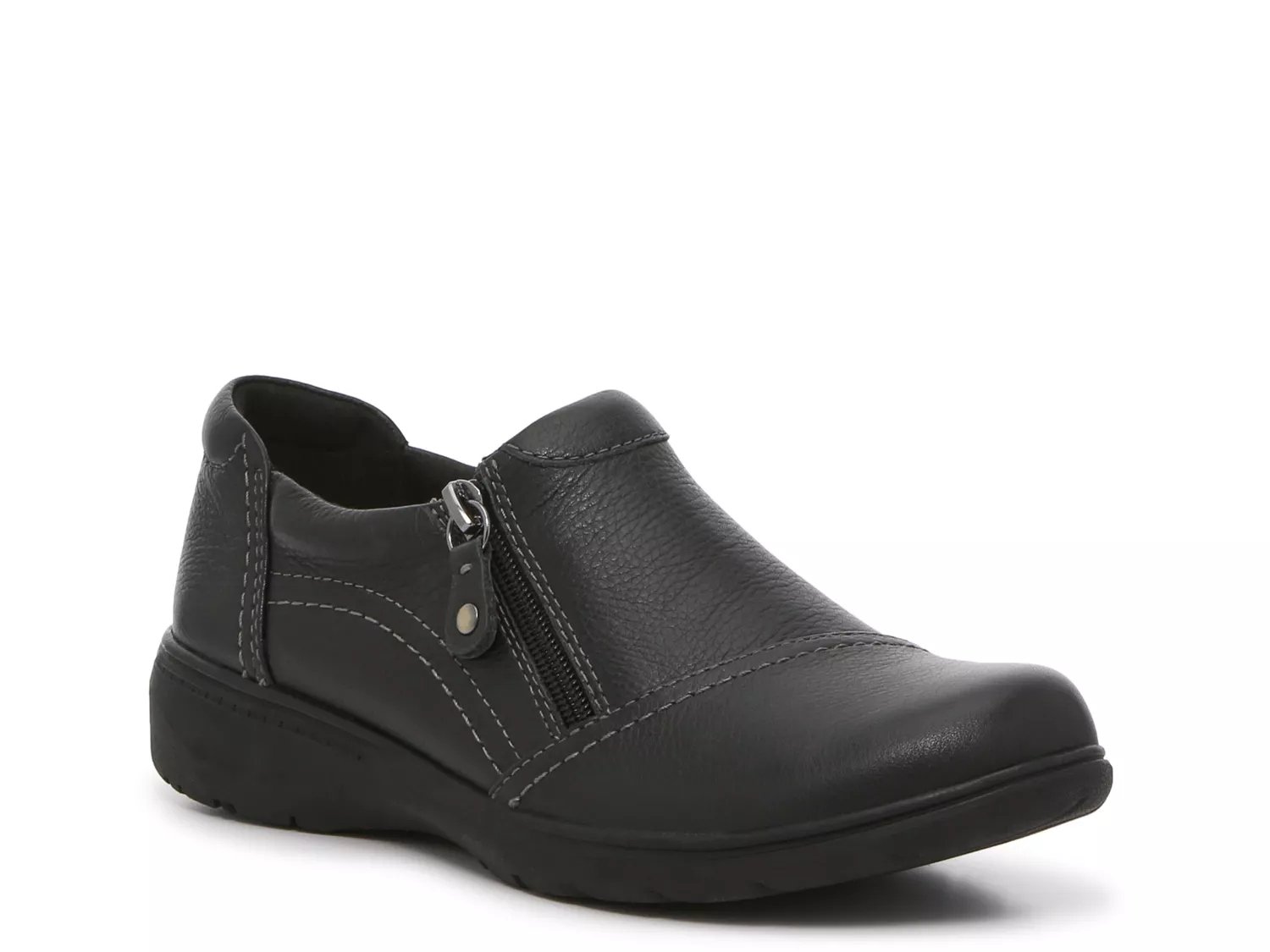 Clarks black slip on on sale