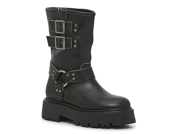 Lamoda Chunky Platform Heel Buckle Boots - Black | US 7