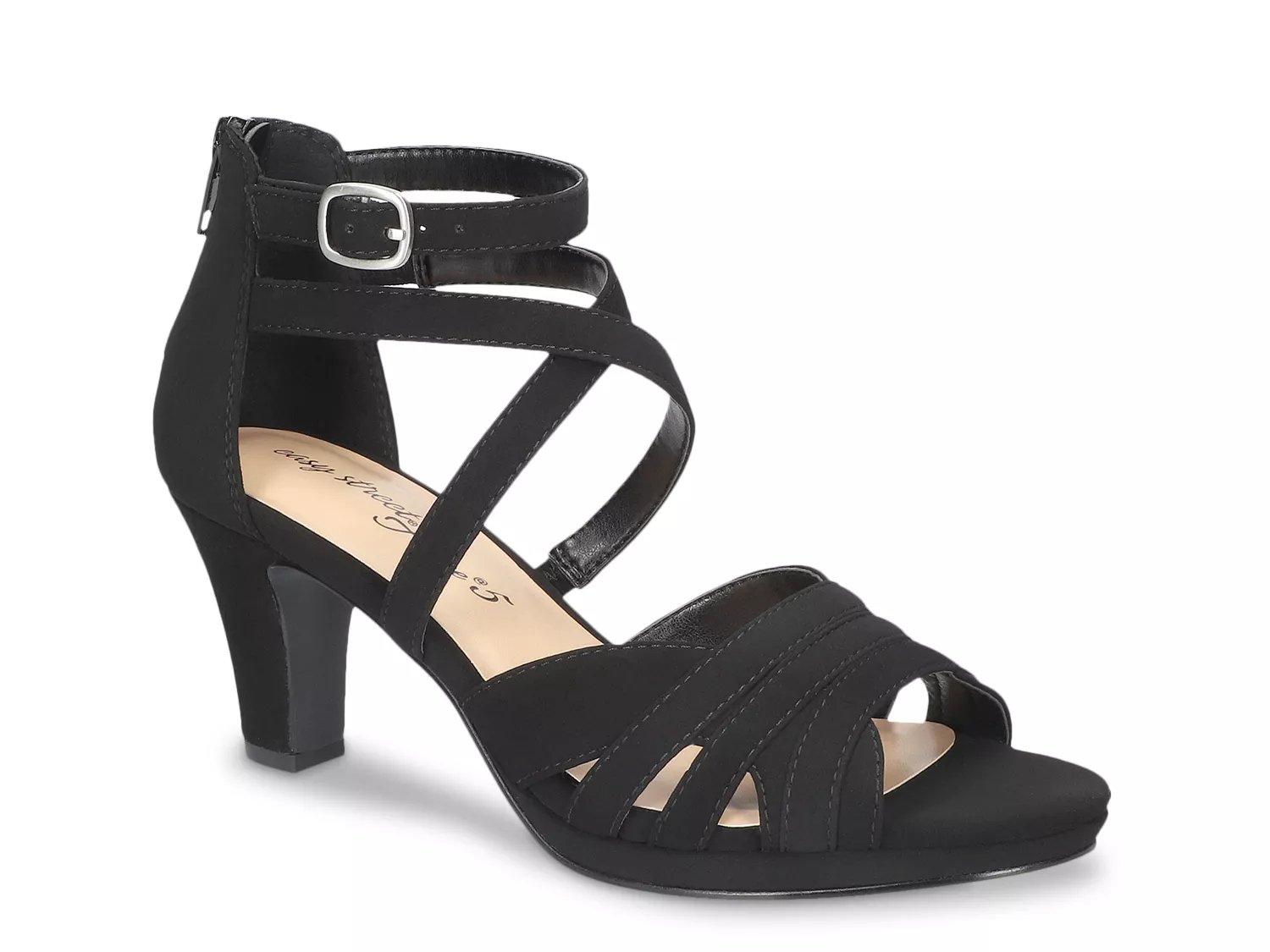 Easy Street Crissa Sandal | Women's | Black Fabric | Size 7.5 | Sandals | Ankle Strap