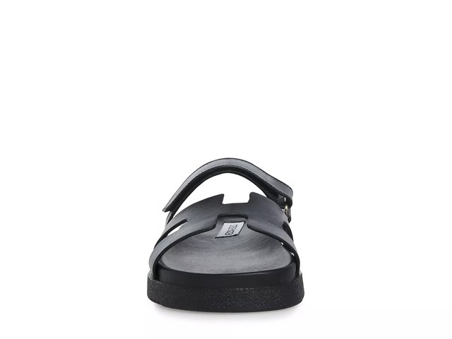 MAYVEN Black Leather Flatform Slide Sandal