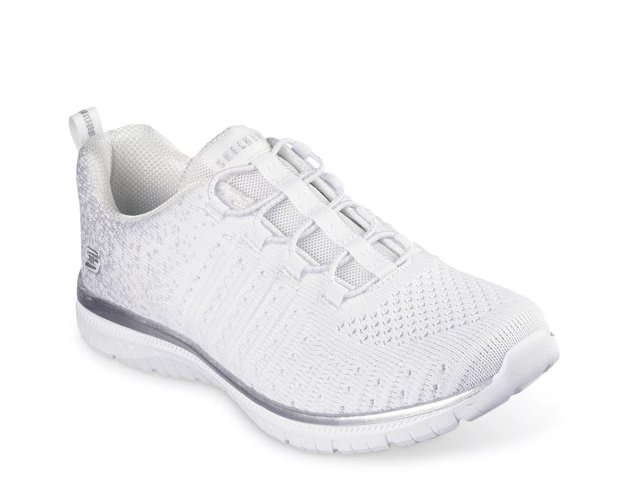 White skechers slip on shoes store
