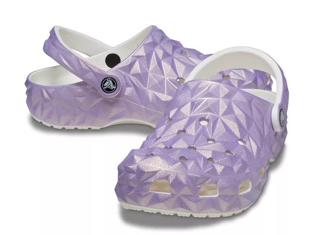 Iridescent crocs with tassels best sale