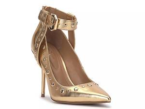 Jessica Simpson Arriya Gold Open Toe Strappy Silhouette Slip On Wedge  Sandals (Gold, 6) 