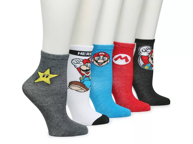 Mario Kids' Crew Socks - 5 Pack