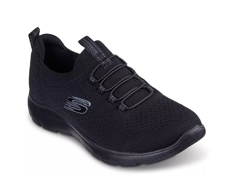 Womens black 2025 skechers slip on