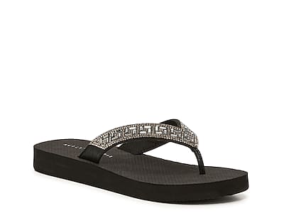 G by Guess black and silver flower sandals/flip flops. SIZE 5 1/2