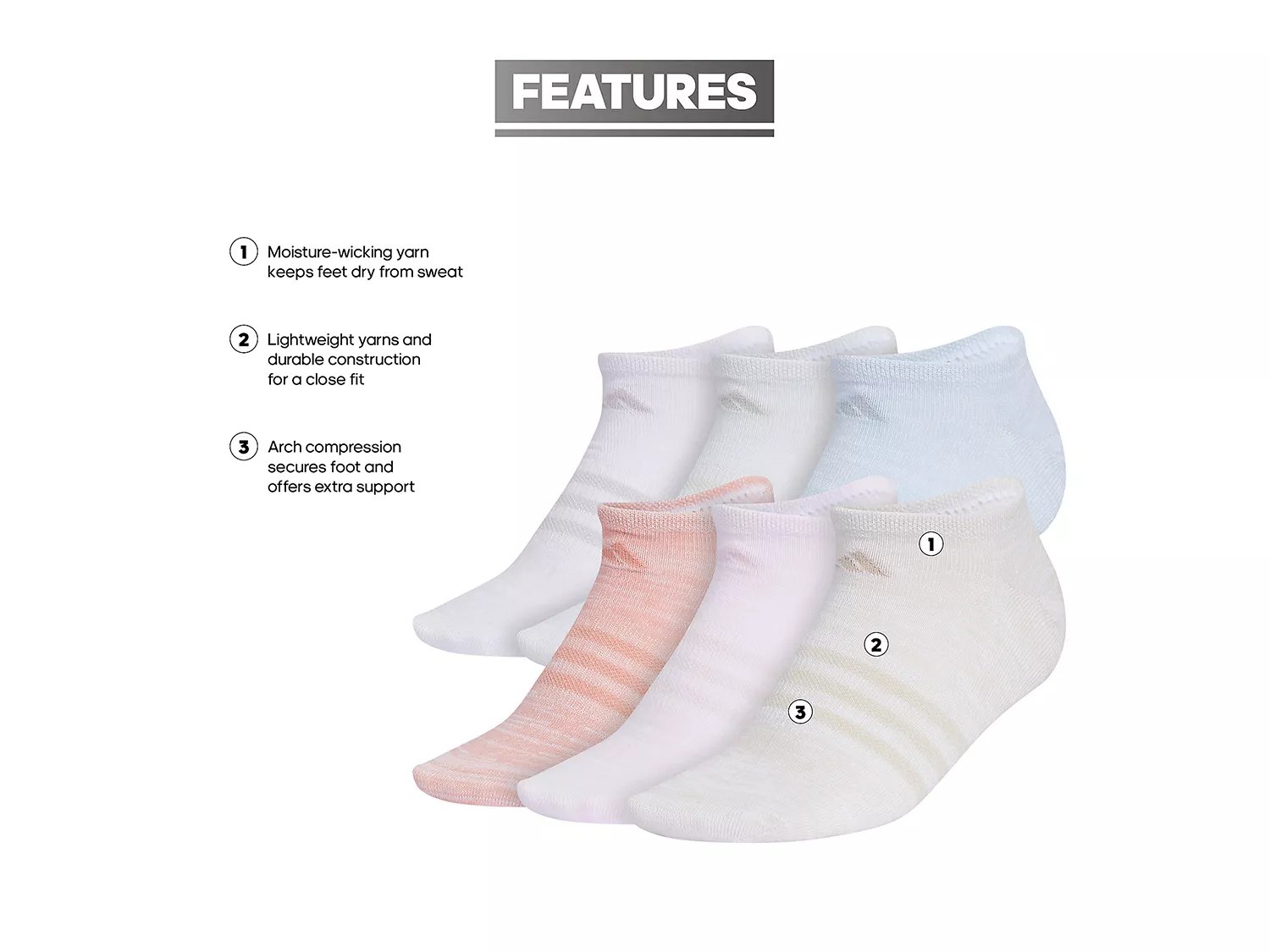 Superlite Women's No Show Socks - 6 Pack