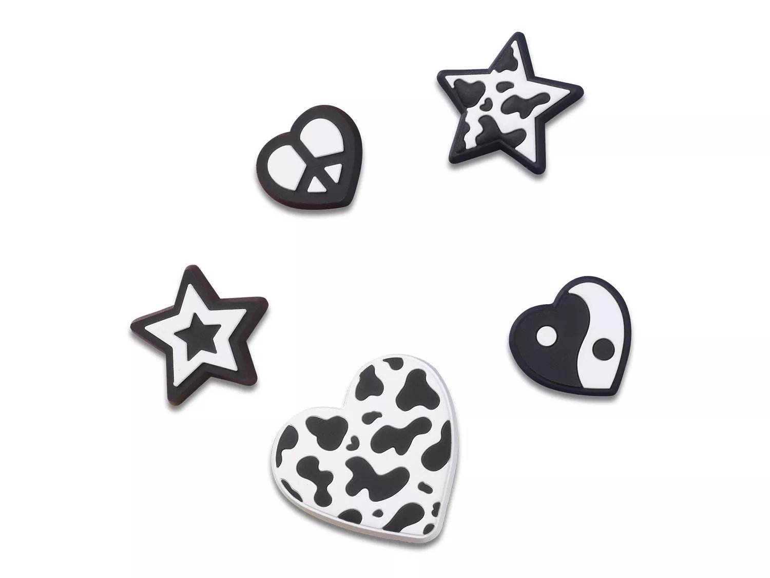 Crocs Mono Black White Jibbitz Set 5 Pack Free Shipping DSW