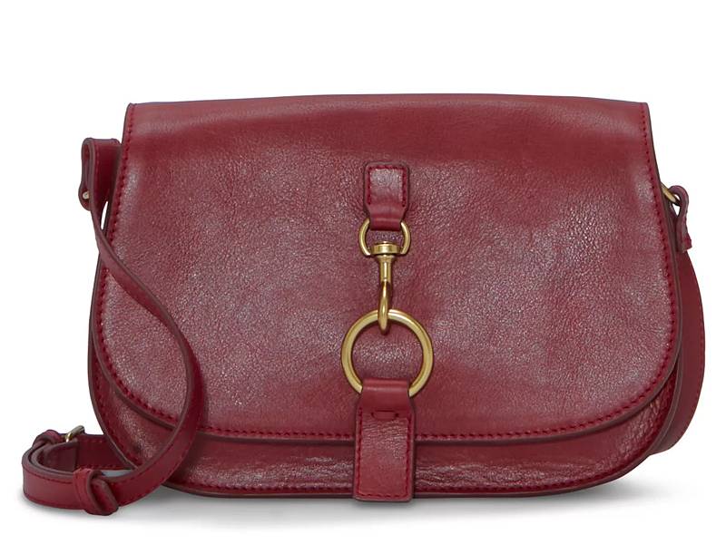 Pink Leather Crossbody Bag With Outside Pocket