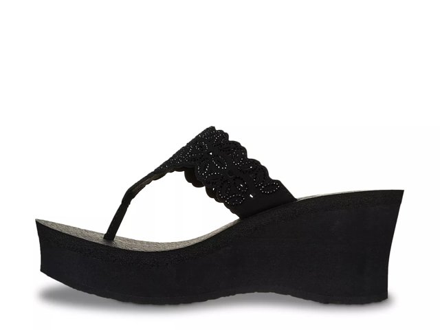Skechers wedge thong sandals online