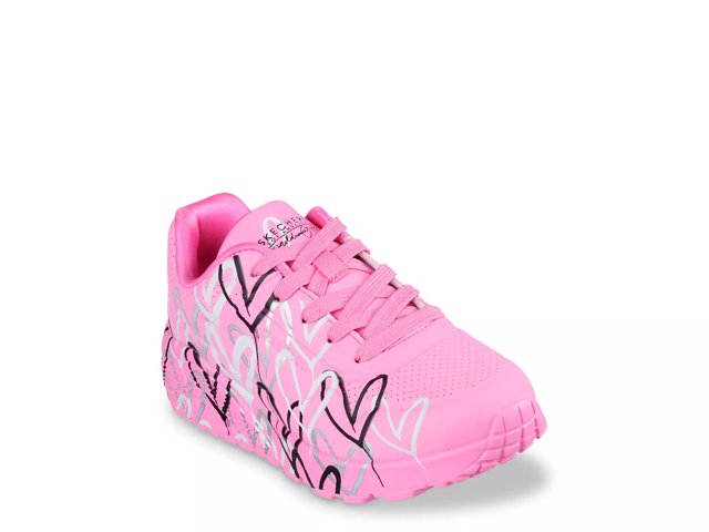 SKECHERS Girls JGoldcrown Uno Lite Metallic Love Sneakers