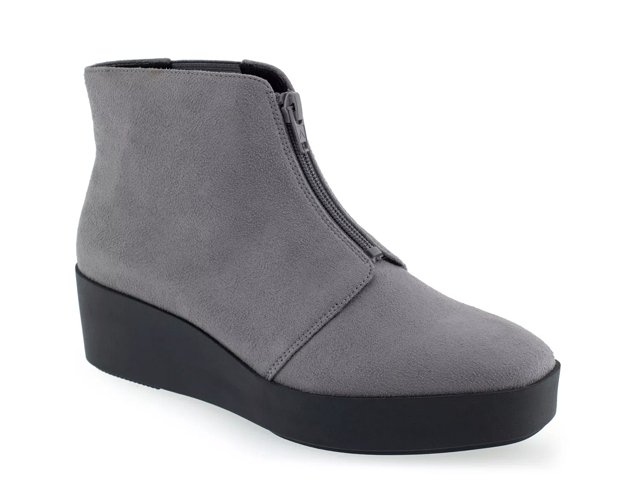 Gray wedge booties sale