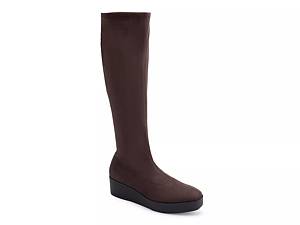 brown wedge knee high boots