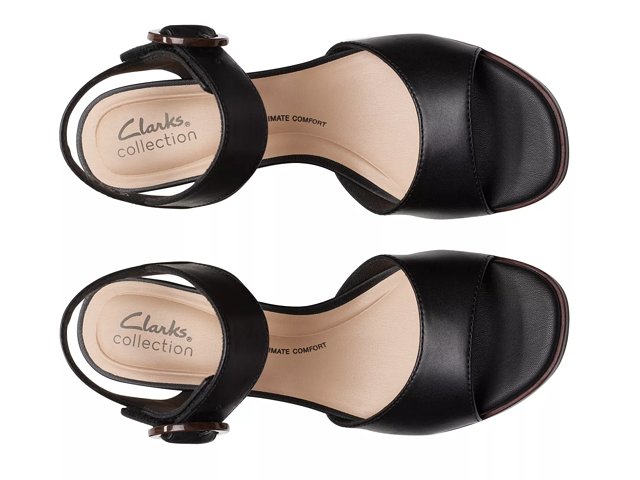 Clarks black platform sandals discount