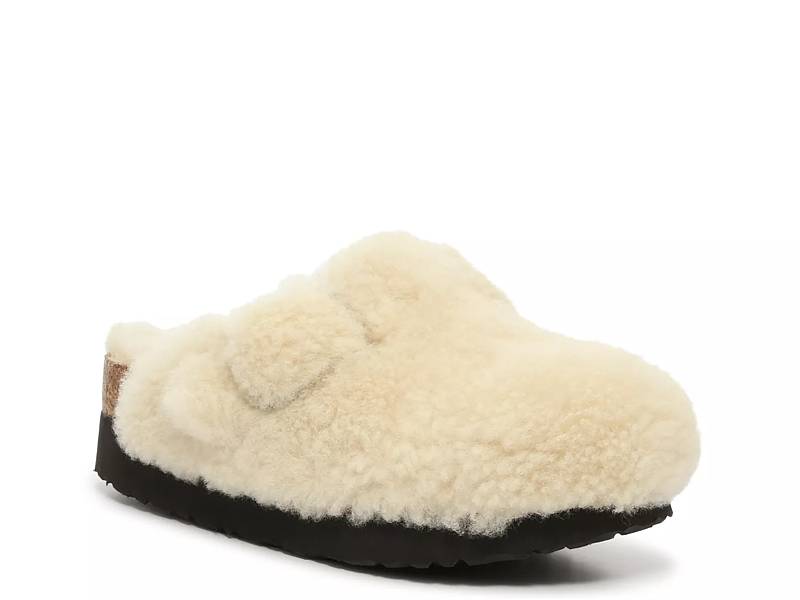 Birkenstock Womens Boston Big Buckle Shearling (Teddy Eggshell) 38