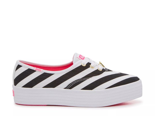 Keds x Barbie Point Striped Platform Sneakers Womens 7.5 Black