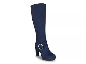 Dark blue knee high on sale boots