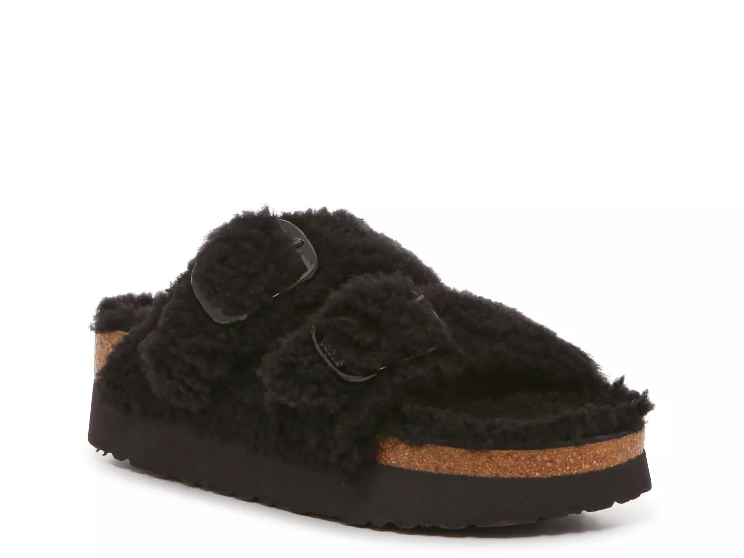 Birkenstock Arizona Big Buckle Shearling Sandals - Black