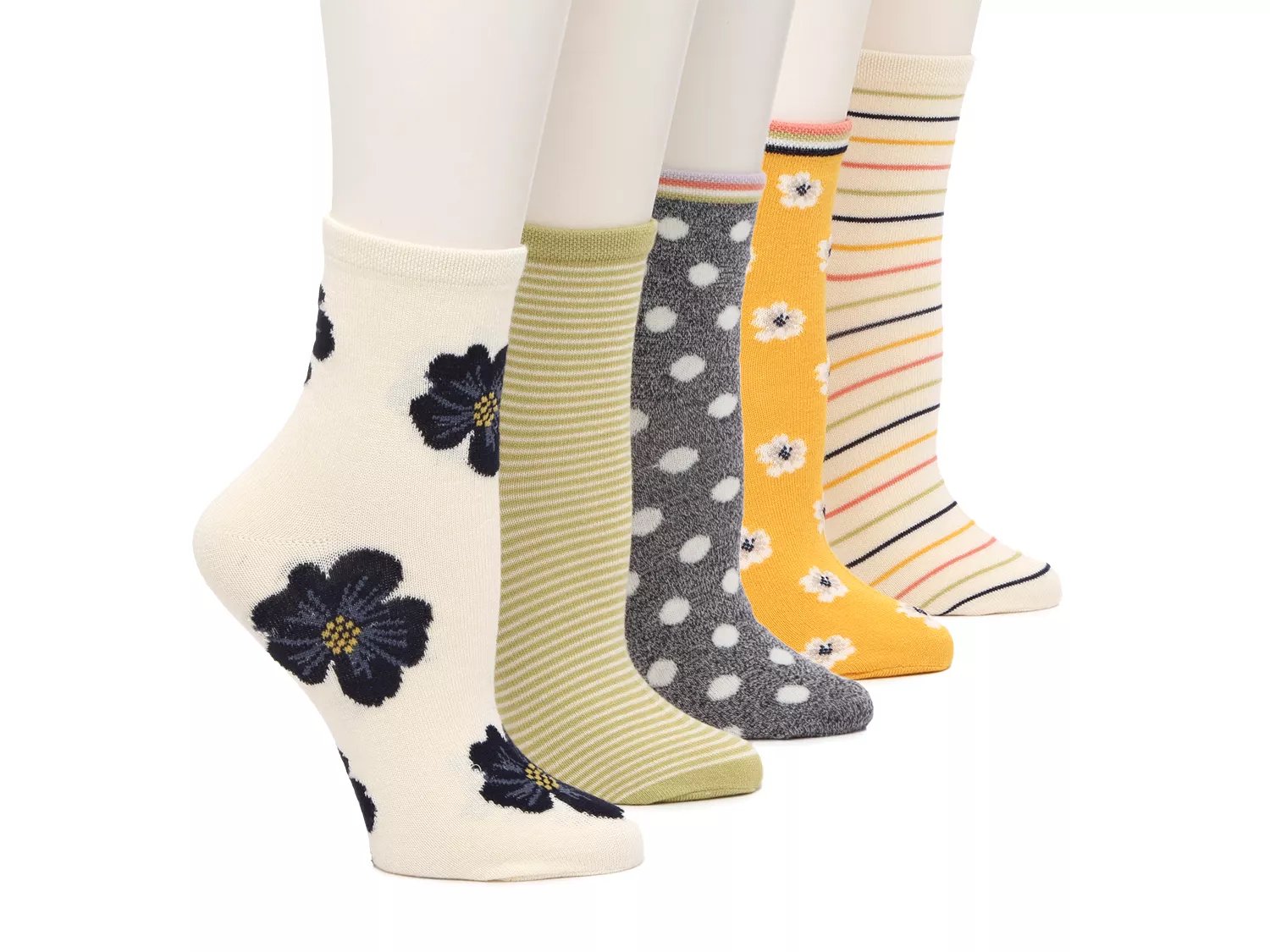 Crown Vintage Floral Striped Dot Women's Ankle Socks - 5 Pack - Free  Shipping