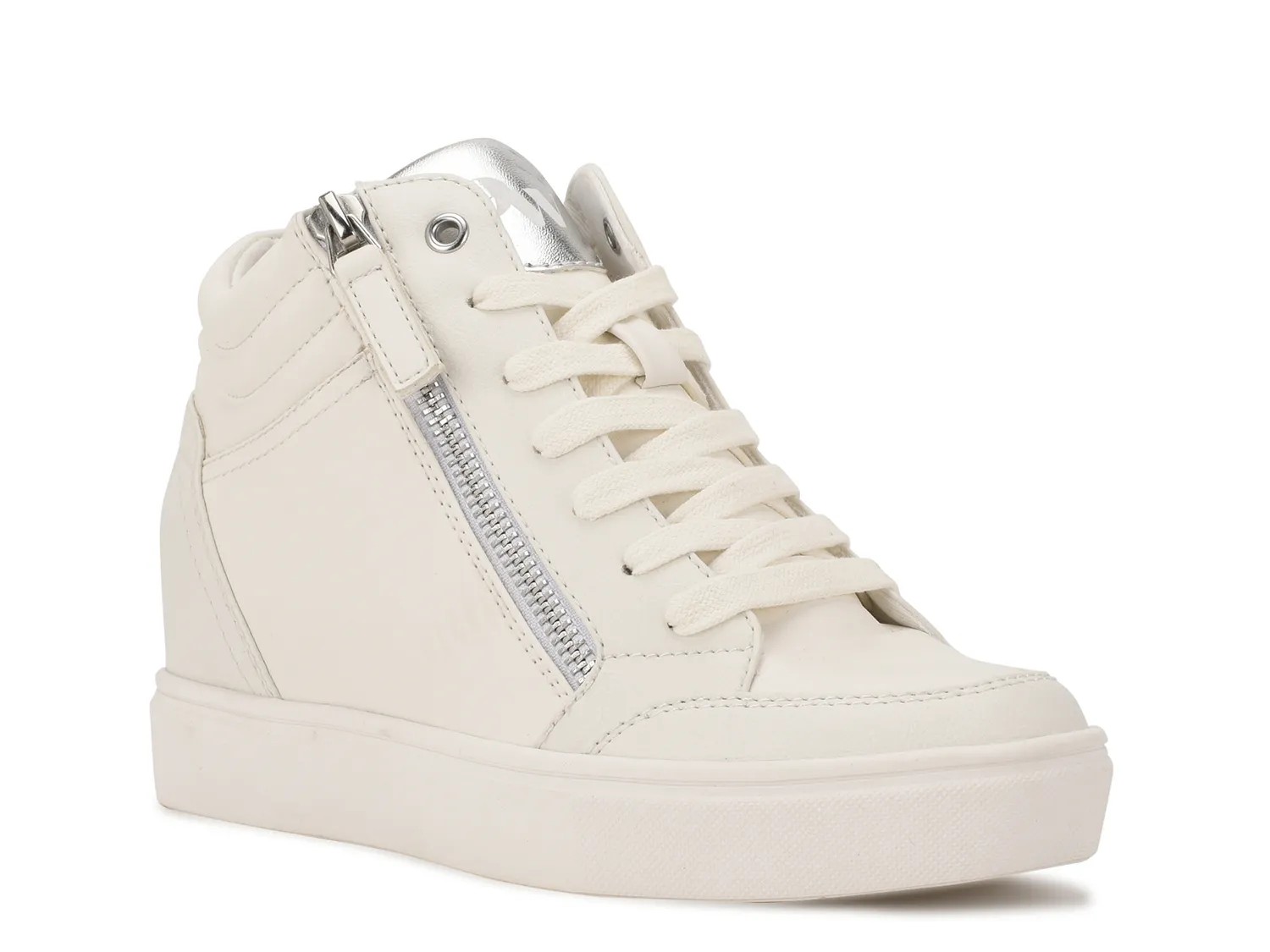 Wedge sneakers with shops zipper