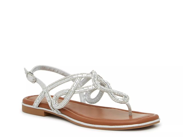 Dsw silver flat sandals sales