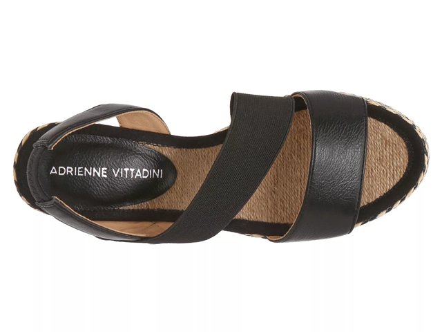 Adrienne Vittadini Bandelle Wedge Sandal Women s Black Size 10 Sandals