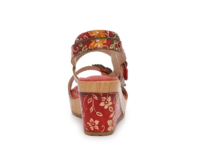 Floral Wedges with Synthetic Upper