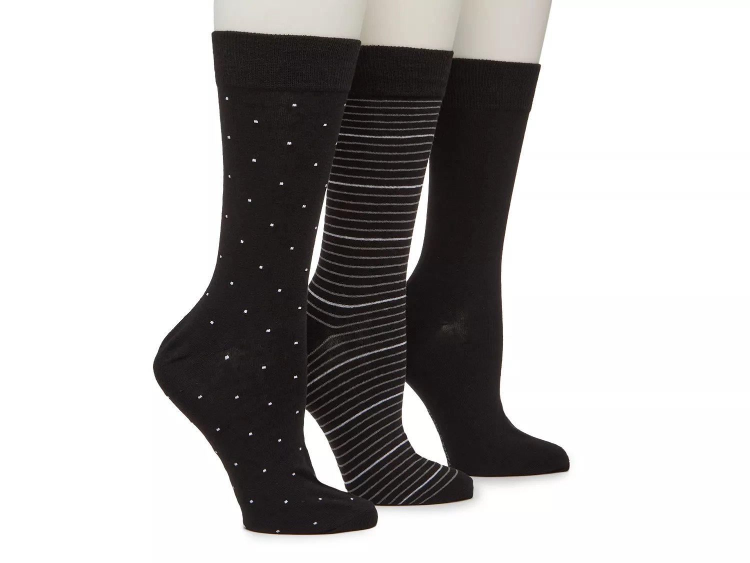 Vince Camuto Dot & Stripe Crew Socks 3 Pack | Men's | Black Solid/Stripe/Polka Dot | Size One Size | Socks | Crew